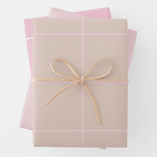 Minimal Color Grid Check Pattern Wrapping Paper Sheet