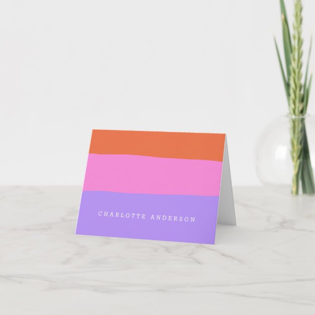 Minimal Colorblock Name Stationery Soft Modern Thank You Card (Front)