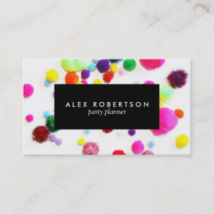 Minimal colorful pom pom business card