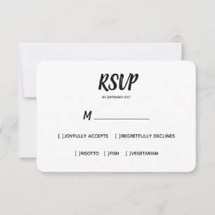Minimal Colour   Black   Wedding RSVP Meal Choice