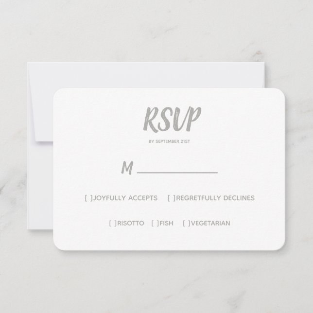 Minimal Colour Grey | Wedding RSVP Meal Choice (Front)