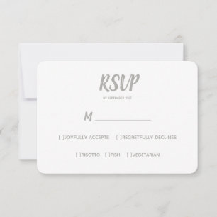 Minimal Colour Grey   Wedding RSVP Meal Choice Card