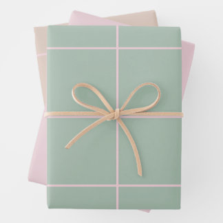 Minimal Colour Grid Check Pattern Wrapping Paper Sheet