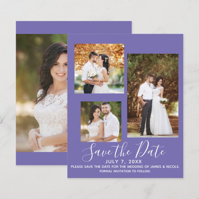 Minimal Colour Modern Wedding Photo Save the Date (Front/Back)