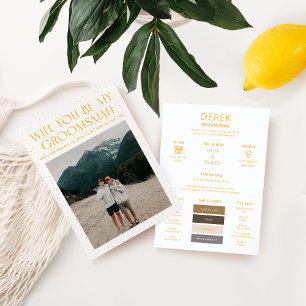 Minimal Colour Palette Photo Groomsman Info Card