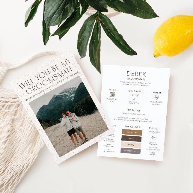 Minimal Colour Palette Photo Groomsman Info Card (Creator Uploaded)
