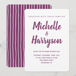 Minimal Colour   Purple   Wedding Invitation