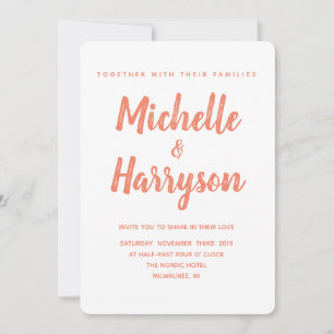 Minimal Colour   Salmon   Wedding Invitation