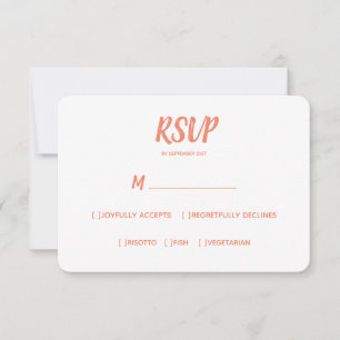 Minimal Colour salmon   Wedding RSVP Meal Choice