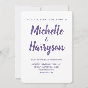 Minimal Colour   Ultra Violet   Wedding Invitation