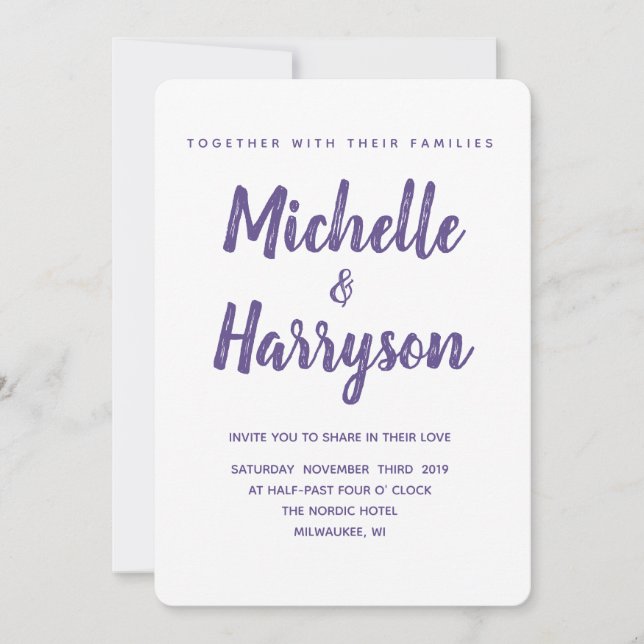 Minimal Colour | Ultra Violet | Wedding Invitation (Front)