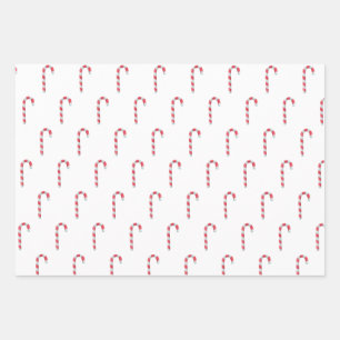 Minimal Colourful Merry Christmas Candy Cane Patte Wrapping Paper Sheet