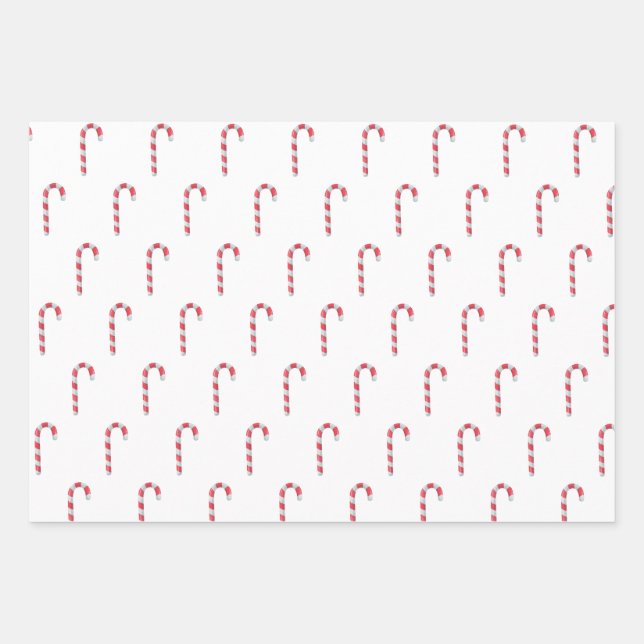 Minimal Colourful Merry Christmas Candy Cane Patte Wrapping Paper Sheet (Front)