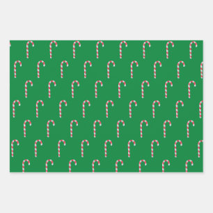 Minimal Colourful Merry Christmas Candy Cane Patte Wrapping Paper Sheet