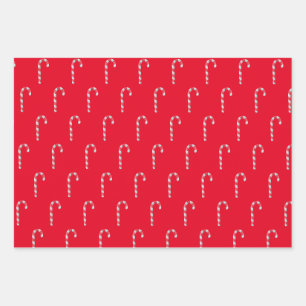 Minimal Colourful Merry Christmas Candy Cane Patte Wrapping Paper Sheet