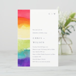 Minimal Colourful Pride Rainbow Rehearsal Dinner Invitation