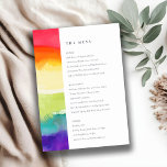 Minimal Colourful Pride Rainbow Wedding Menu Card<br><div class="desc">Minimal Elegant Colourful Pride Rainbow Collection- it's an elegant watercolor Illustration of pride rainbow,  with a modern minimal touch.  Perfect for your modern classy LGBTQ wedding & parties. It’s very easy to customise,  with your personal details. If you need any other matching product or customisation,  kindly message via Zazzle.</div>