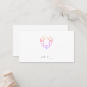 Minimal colourful rainbow heart place cards - flat