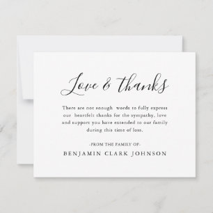 Minimal Condolence Bereavement Sympathy Funeral Thank You Card