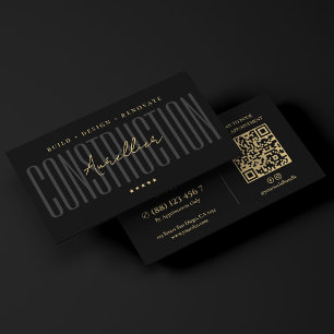 Minimal Construction Black General Contractor Business Card