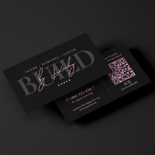 Minimal Construction Builder Pink Black Contractor Business Card