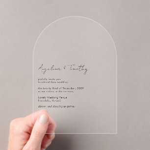 Minimal Contemporary Modern Elegant Wedding Acrylic Invitations
