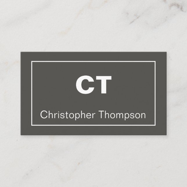 Minimal Contemporary Monogram on Graphite Grey Business Card (Front)