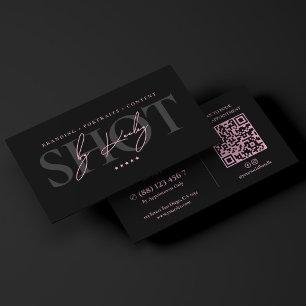 Minimal Content Creator Black Pink Photographer  Business Card