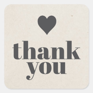 Minimal Cool Dark Grey Beige Thank You Square Sticker