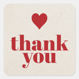 Minimal Cool Dark Red Beige Thank You Square Sticker
