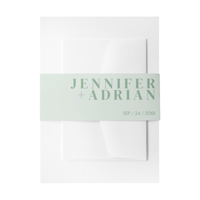 Minimal Cool Mint Invitation Belly Band (Front Example)