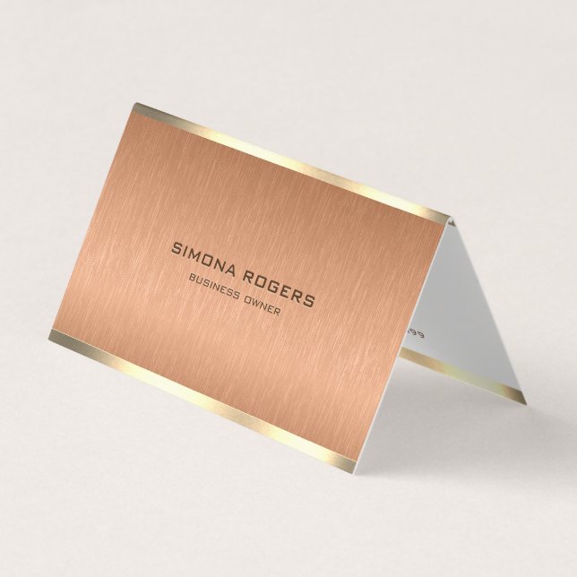 Minimal copper brown and gold metallic texture business card (Front)