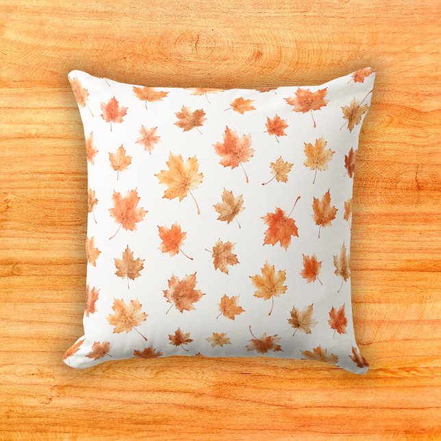 Minimal Copper Maple Leaves Watercolor Pattern Cushion (Creator Uploaded)