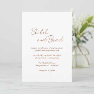 Minimal Copper Modern Elegant Wedding Invitation