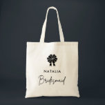 Minimal Coquette Black Bow Script Bridesmaid  Tote Bag<br><div class="desc">The Minimal Coquette Black Bow Script Bridesmaid Tote Bag adds a touch of elegance to your bridal party. Featuring a delicate bow and stylish script,  it’s perfect for carrying essentials while celebrating your special day.</div>