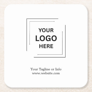 Minimal Corporate Business Logo Branding Design Square Paper Coaster