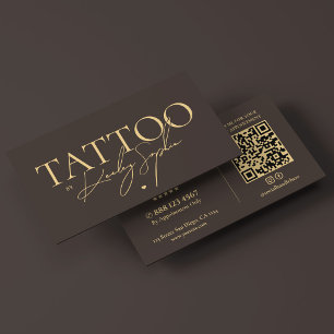 Minimal Cosmetic Tattoo Artist Elegant Espresso Business Card