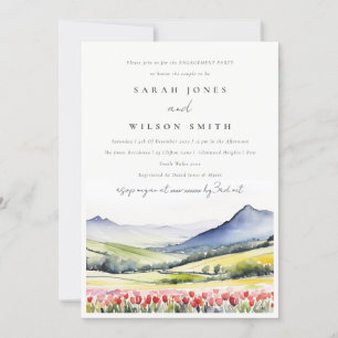 Minimal Country Spring Floral Landscape Engagement Invitation