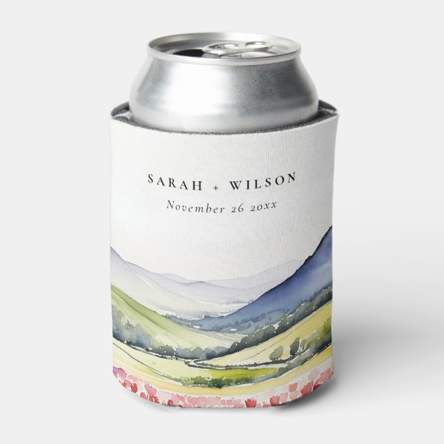 Minimal Country Spring Floral Landscape Wedding In Can Cooler (Can Front)