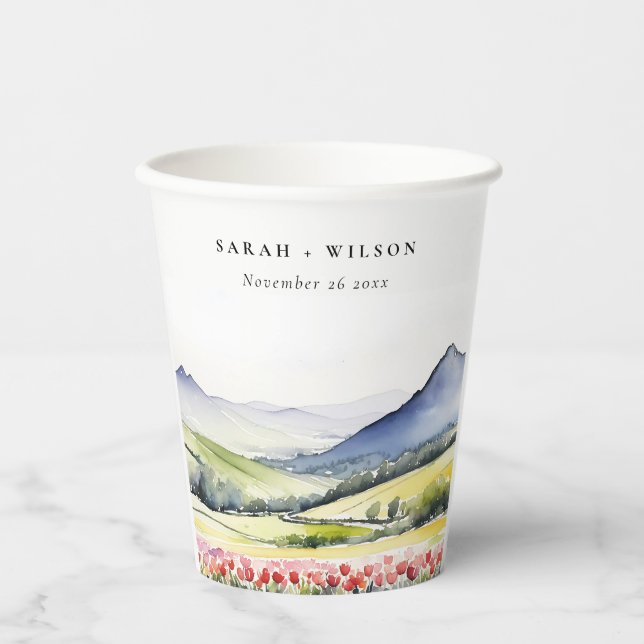 Minimal Country Spring Floral Landscape Wedding In Paper Cups (Front)