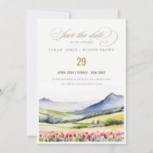 Minimal Country Spring Floral Landscape Wedding In Save The Date