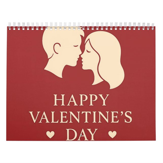 Minimal Couple Silhouette Romantic Valentines 2026 Calendar (Cover)