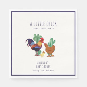 Minimal Cowboy Cactus Rooster Chicken Baby Shower Napkin