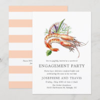 Minimal Crawfish Boil Engagement Party Coral Strip