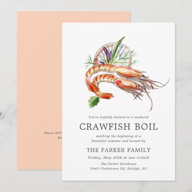 Minimal Crawfish Boil Party Invitation (Front/Back)
