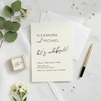 Minimal Cream Elegant Engagement Typography Invitation