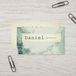 Minimal Cream Green Water Ripples Rain Typewriter  Business Card