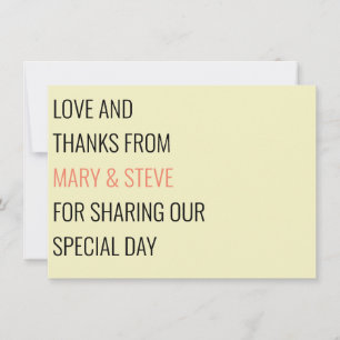Minimal Cream Simple Big and Bold Wedding Thank You Card