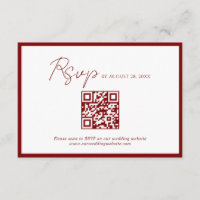 Minimal Crimson Red Border QR Code Wedding Rsvp