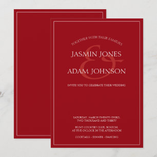Minimal Crimson Red Elegant Wedding Invitation